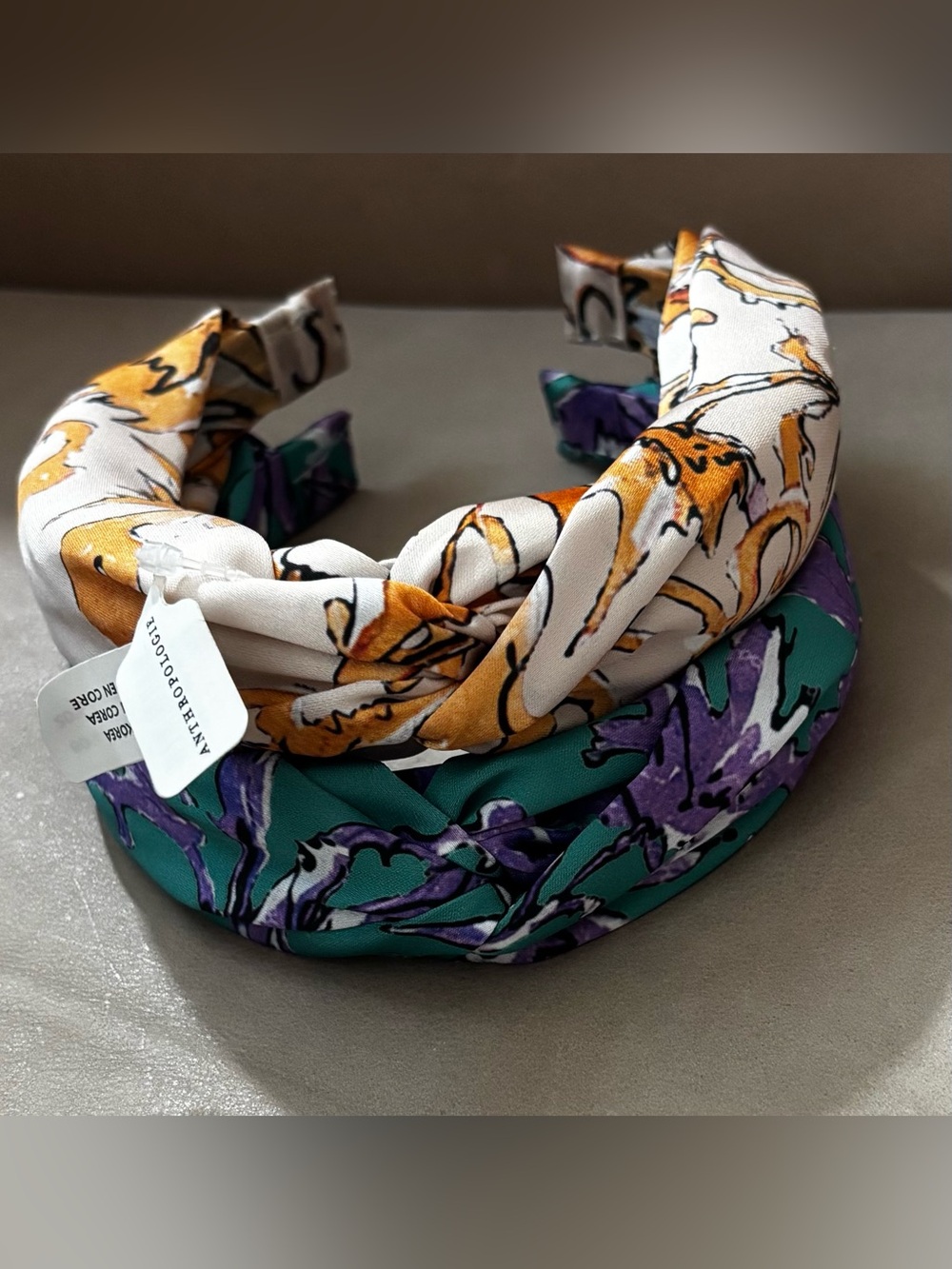 Anthropologie Knotted Fabric Headbands Set of 2 Floral Abstract Boho Chic